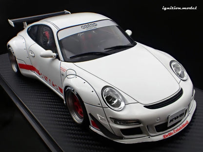 Ignition-Model Porsche 911 RWB 997 White w/ Pyro Red Wheels & Deco 1:18