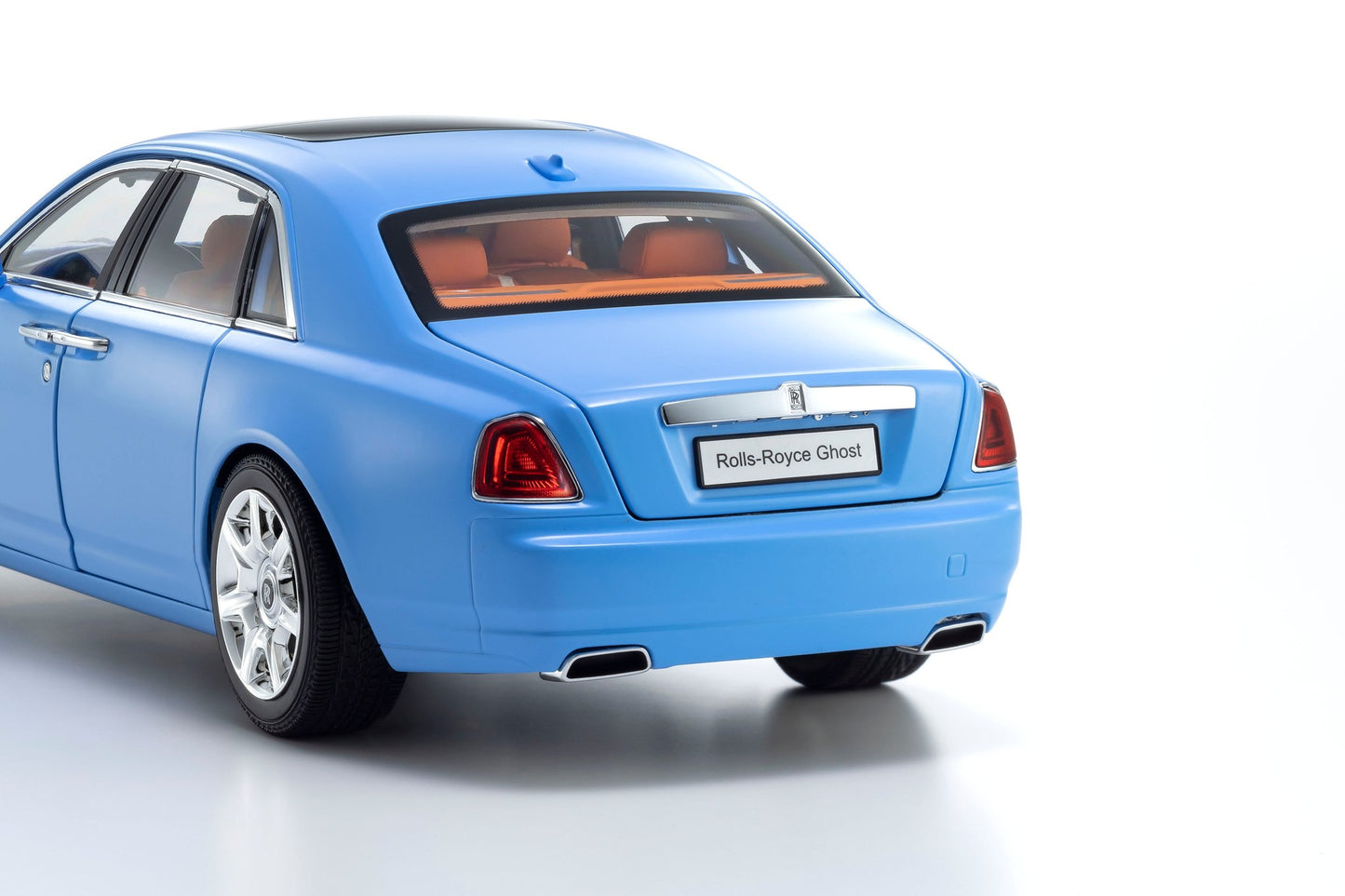 Kyosho 2011 Rolls Royce Ghost Light Blue Matte Effect with Orange Interior 1:18