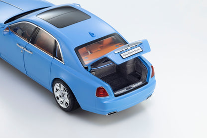 Kyosho 2011 Rolls Royce Ghost Light Blue Matte Effect with Orange Interior 1:18