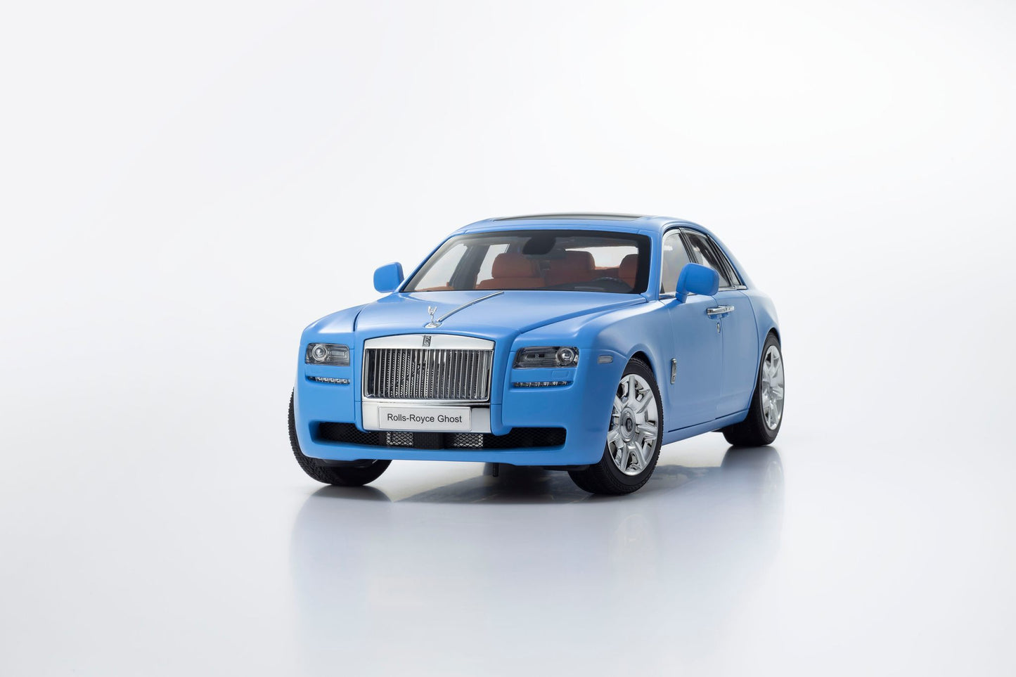 Kyosho 2011 Rolls Royce Ghost Light Blue Matte Effect with Orange Interior 1:18