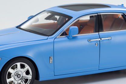 Kyosho 2011 Rolls Royce Ghost Light Blue Matte Effect with Orange Interior 1:18