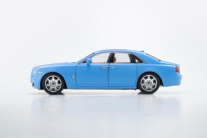 Kyosho 2011 Rolls Royce Ghost Light Blue Matte Effect with Orange Interior 1:18