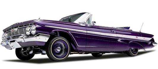 Sun-Star 1961 Chevy Impala Open Convertible Lowrider w Movable Suspension Purple 1:18