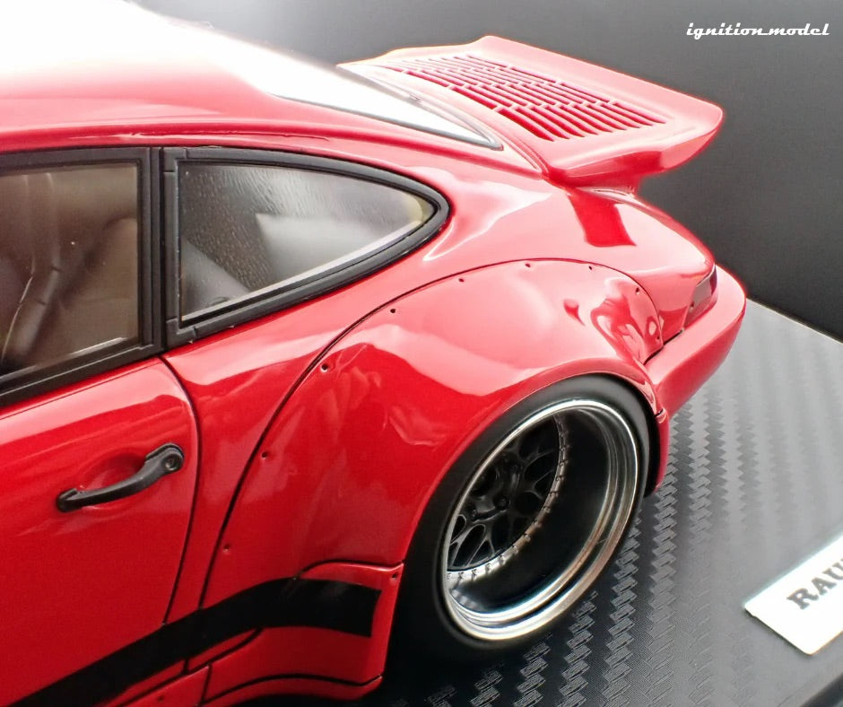 Ignition-Model Porsche 911 964 RWB w/ Whale Tail, Red w/ Black Wheels and Deco 1:18