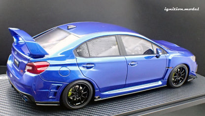 Ignition-Model Subaru WRX STi (CBA-VAB) Blue Metallic w/ Black CE28 Wheels 1:18