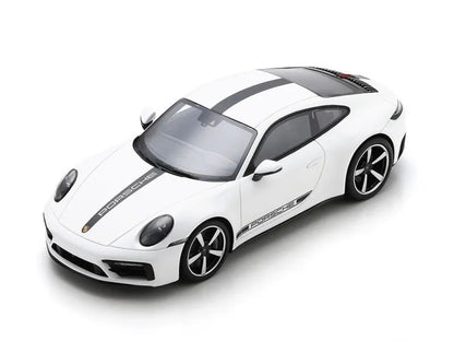 Schuco 2019 Porsche 911 992 Carrera 4S White w/ Black Deco and Display Case 1:18