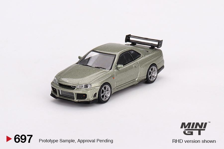 Mini GT 1999 Nissan Skyline GT-R (R34) Tommy Kaira R-z Millenium Jade Green RHD 1:64