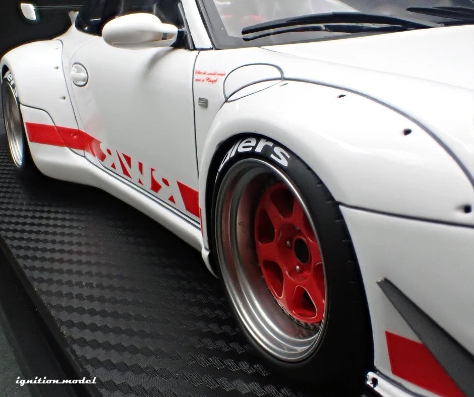 Ignition-Model Porsche 911 RWB 997 White w/ Pyro Red Wheels & Deco 1:18