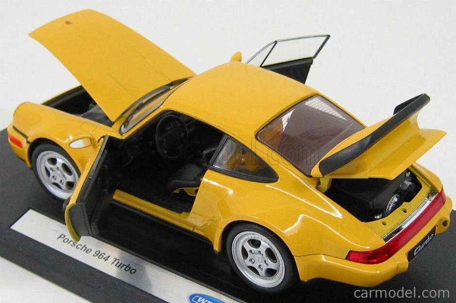 Welly 1989 Porsche 911 (964) Turbo 3.6 Yellow 1:18