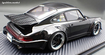 Ignition-Model Porsche 911 964 RWB w/ Whale Tail, Black w/ Black Work Wheels 1:18