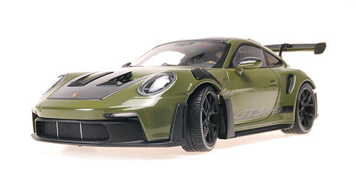 Minichamps 2023 Porsche 911 992 GT3 RS w/ Weissach Pkg Nato Olive Green w/ Black Wheels 1:18