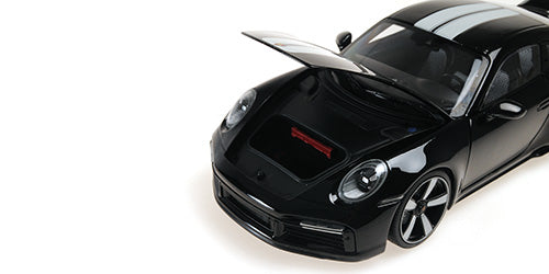 Minichamps 2022 Porsche 911 992 Sport Classic Black w/ White Stripes 1:18