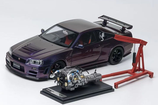 Motorhelix 1999 Nissan Skyline GT-R R34 (BNR34) CRS RHD Midnight Purple III (Chameleon) 1:18