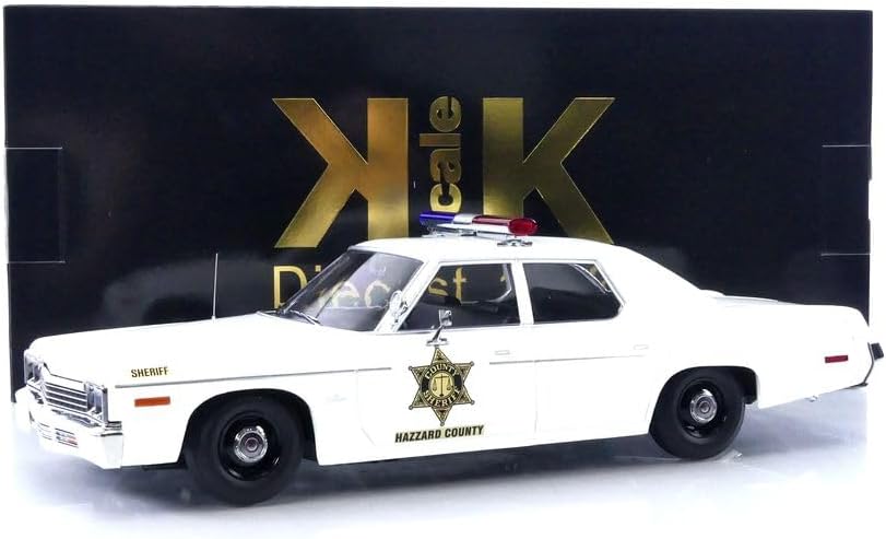 KK Scale 1974 Dodge Monaco Hazzard County Police Cruiser (Dukes of Hazzard) White 1:18