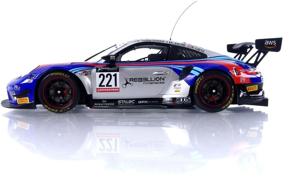 Ixo 2019 Porsche 911 991.2 GT3 R Team GPX Martini Racing No 221 24hr SPA 2022 Blue Silver Red 1:18