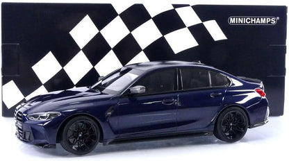 Minichamps 2020 BMW M3 Competition (G80) w/ Carbon Roof Tansanitblau Deep Blue Metallic 1:18 SEALED, LIMITED