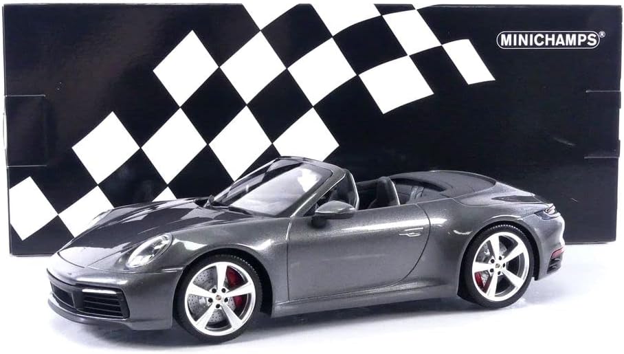 Minichamps 2019 Porsche 911 992 Carrera 4S Cabriolet Agate Grey Metallic 1:18 SEALED