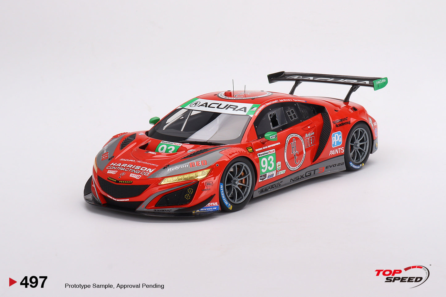 Topspeed 1:18 Acura NSX GT3 EVO22 #93 Harrison Contracting Company Racers Edge Motorsports with WTR Andretti 2023 IMSA Daytona 24 Hrs