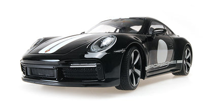 Minichamps 2022 Porsche 911 992 Sport Classic Black w/ Roundel and White Stripes 1:18 SEALED