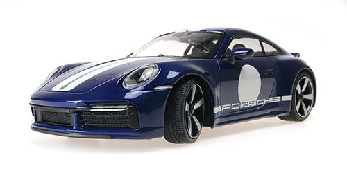 Minichamps 2022 Porsche 911 992 Sport Classic Gentian Blue w/ Roundel and White Stripes 1:18 SEALED