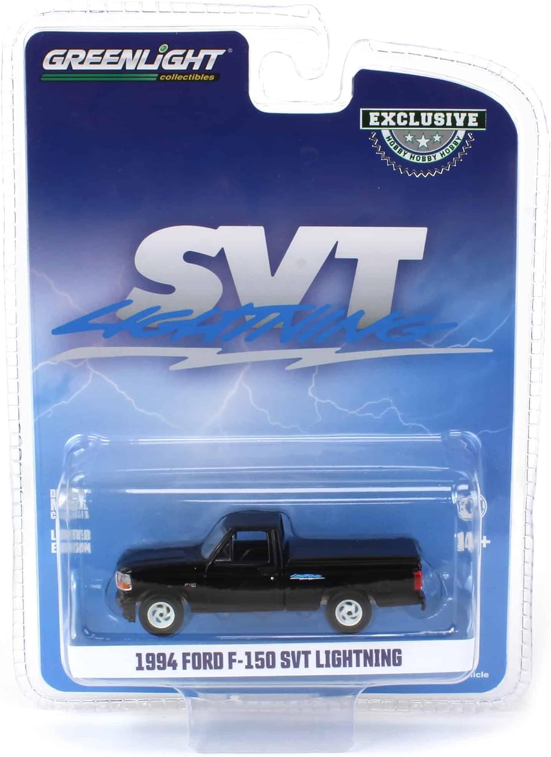 Greenlight 1994 Ford F-150 SVT Lightning w/ Tonneau Bed Cover Black 1:64