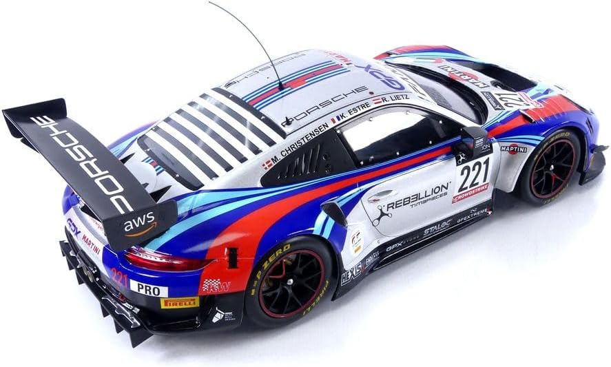 Ixo 2019 Porsche 911 991.2 GT3 R Team GPX Martini Racing No 221 24hr SPA 2022 Blue Silver Red 1:18