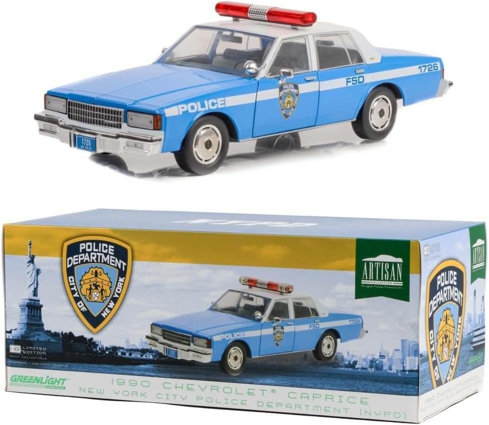 Greenlight 1990 Chevy Caprice NYPD Cruiser Blue/White 1:18