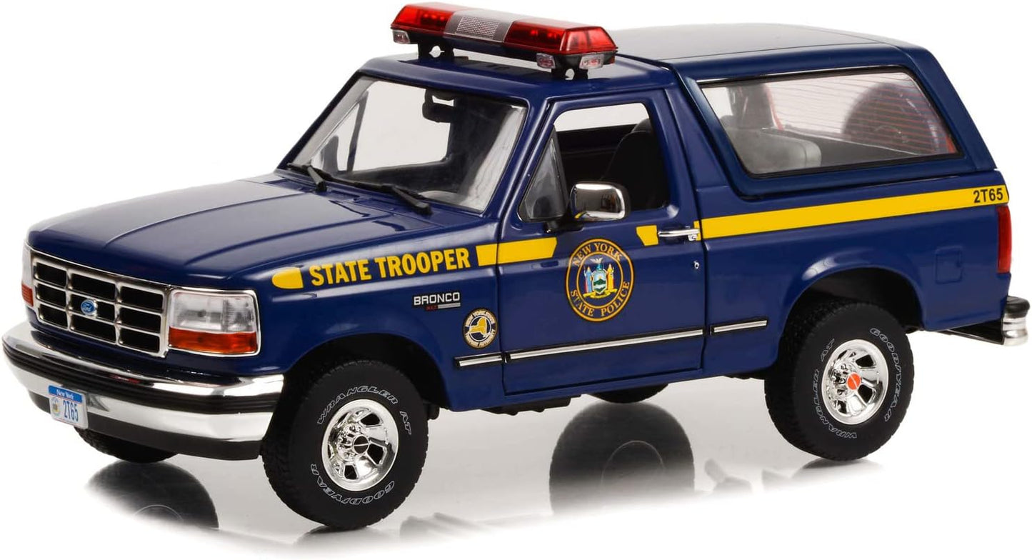 Greenlight 1996 Ford Bronco XLT New York State Trooper Police Truck Blue 1:18