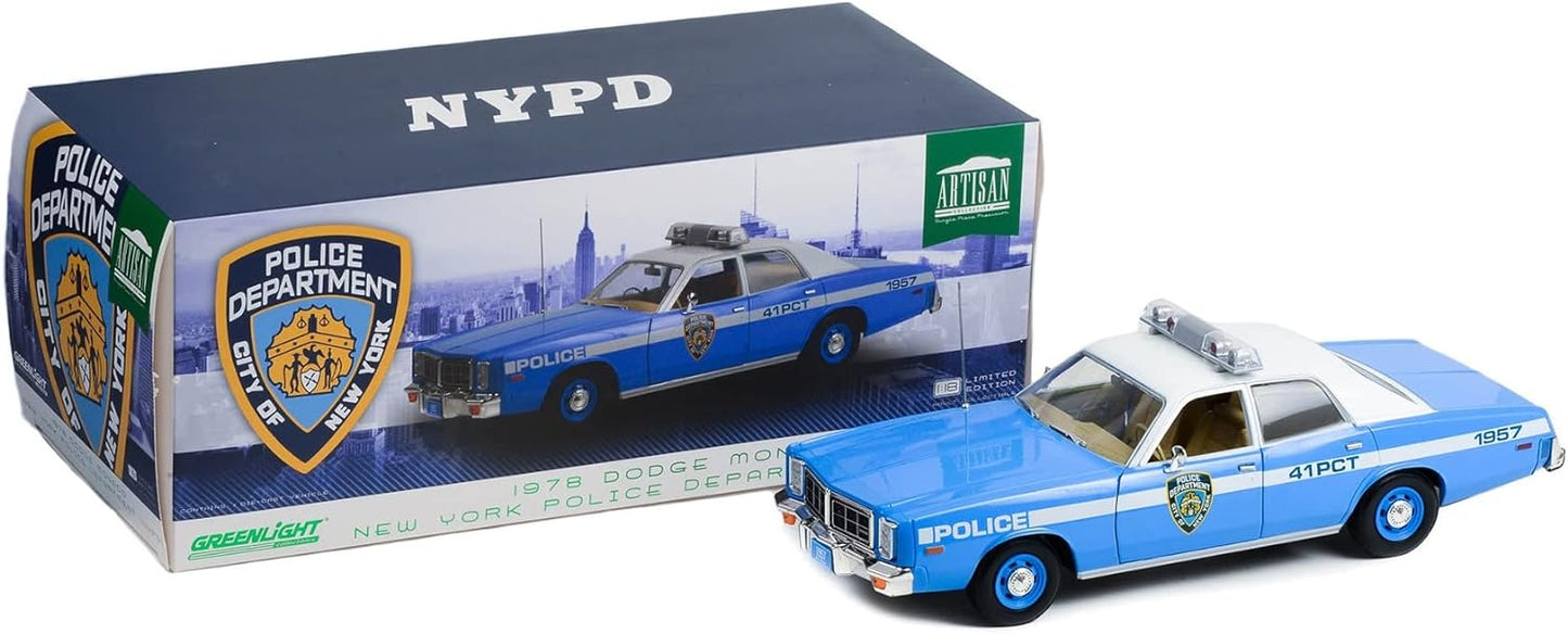 Greenlight 1978 Dodge Monaco NYPD Police Cruiser Blue 1:18