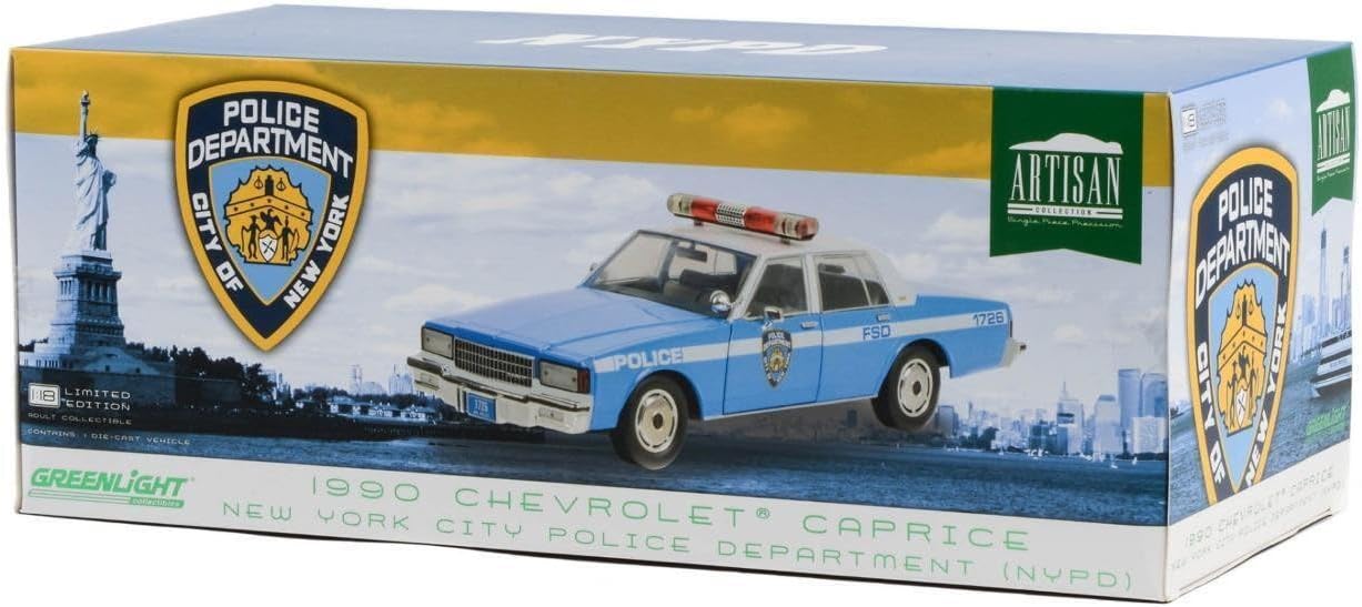 Greenlight 1990 Chevy Caprice NYPD Cruiser Blue/White 1:18