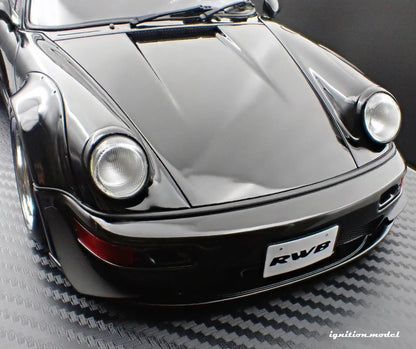 Ignition-Model Porsche 911 964 RWB w/ Whale Tail, Black w/ Black Work Wheels 1:18