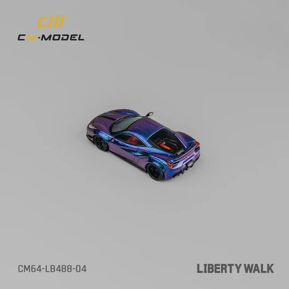 CM Model Ferrari 488 LBWK Widebody Chameleon Magic Purple Liberty Walk LB488 1:64