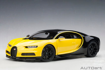 AUTOart 2017 Bugatti Chiron Juane Molsheim Yellow w/ Nocturne Black 1:18