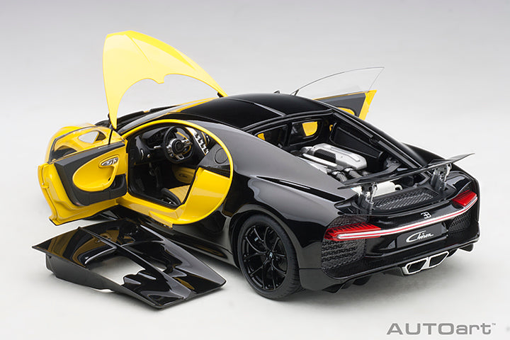 AUTOart 2017 Bugatti Chiron Juane Molsheim Yellow w/ Nocturne Black 1:18