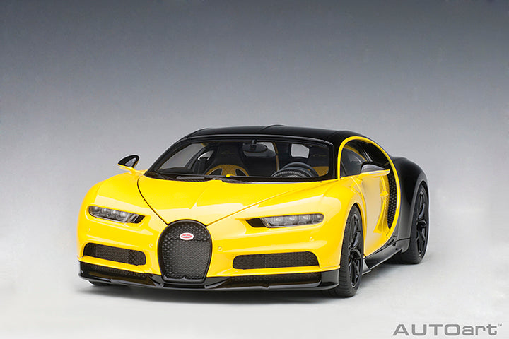 AUTOart 2017 Bugatti Chiron Juane Molsheim Yellow w/ Nocturne Black 1:18