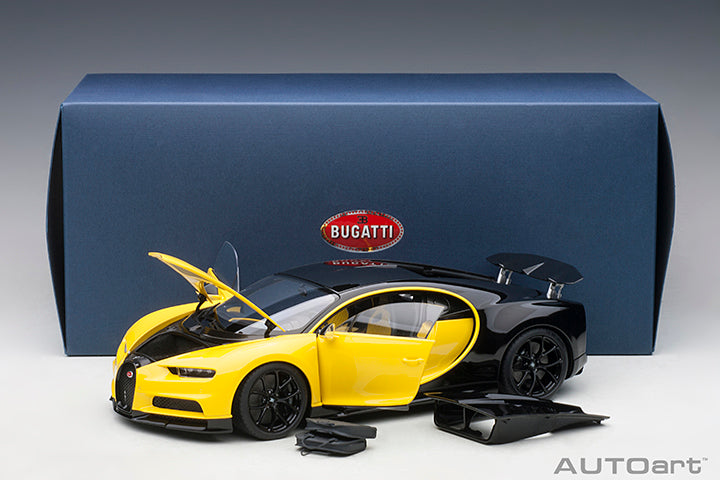 AUTOart 2017 Bugatti Chiron Juane Molsheim Yellow w/ Nocturne Black 1:18