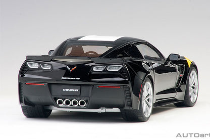 AUTOart 2017 Chevy Corvette C7 Grand Sport Black w/ White Stripes 1:18