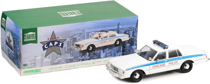 Greenlight 1989 Chevy Caprice Chicago Police Cruiser Blue/White 1:18