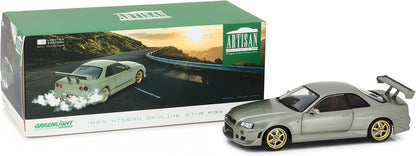 Greenlight 1999 Nissan Skyline GT-R (R34) Millennium Jade Green w/  Gold Wheels 1:18