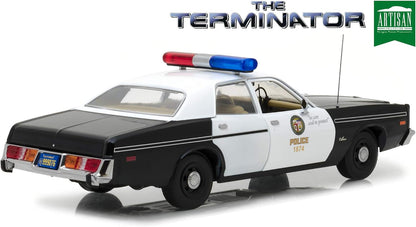 Greenlight 1977 Dodge Monaco LAPD Police Cruiser from Terminator Movie Black/White 1:18