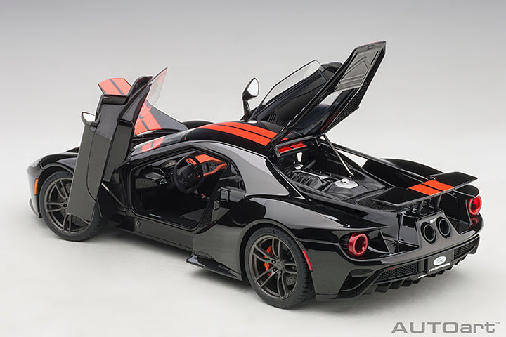 AUTOart 2017 Ford GT Shadow Black w/ Orange Stripes 1:18