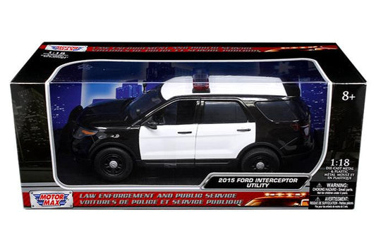 Motormax 2015 Ford Police Inteceptor Utility with Lite Bar Unmarked White 1:18