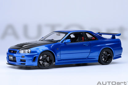 AUTOart 2001 Nissan Skyline GT-R (R34) Z-Tune Bayside Blue w/ Carbon Fiber Hood 1:18