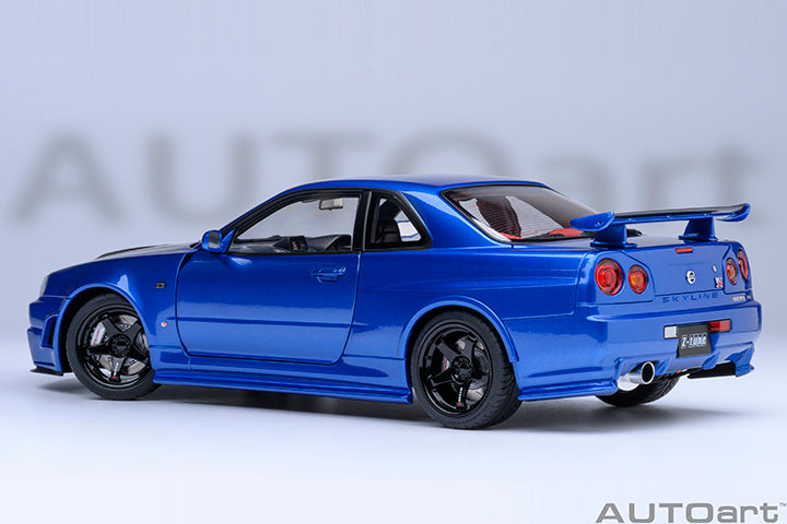 AUTOart 2001 Nissan Skyline GT-R (R34) Z-Tune Bayside Blue w/ Carbon Fiber Hood 1:18