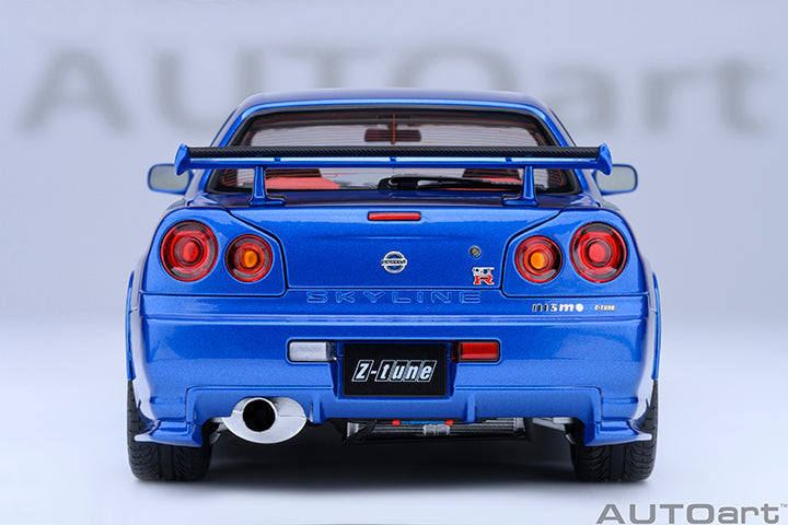 AUTOart 2001 Nissan Skyline GT-R (R34) Z-Tune Bayside Blue w/ Carbon Fiber Hood 1:18