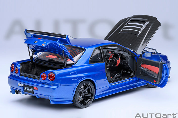 AUTOart 2001 Nissan Skyline GT-R (R34) Z-Tune Bayside Blue w/ Carbon Fiber Hood 1:18