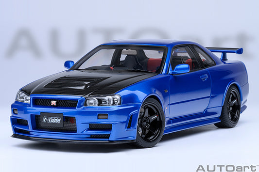 AUTOart 2001 Nissan Skyline GT-R (R34) Z-Tune Bayside Blue w/ Carbon Fiber Hood 1:18