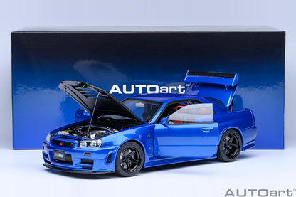 AUTOart 2001 Nissan Skyline GT-R (R34) Z-Tune Bayside Blue w/ Carbon Fiber Hood 1:18