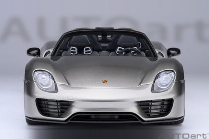 AUTOart Porsche 918 Spyder w/ Weissach Pkg Liquid Metal Silver 1:18