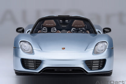 AUTOart Porsche 918 Spyder w/ Weissach Pkg Liquid Metal Chrome Blue 1:18